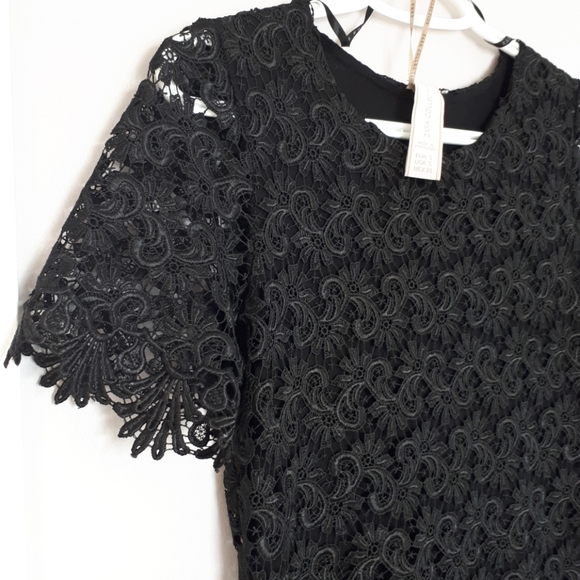 Zara Black Lace Dress NWOT - Picture 3 of 8
